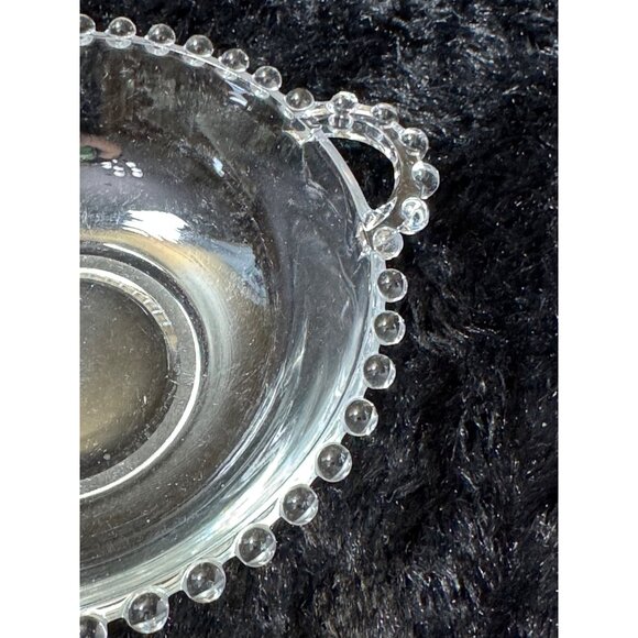 Vintage Imperial Clear Glass Candlewick Bowl With Beaded Edge & Dual Handles - Picture 3 of 7